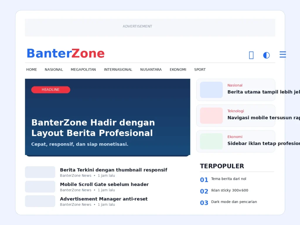 BanterZone - Theme WordPress Berita · Magazine