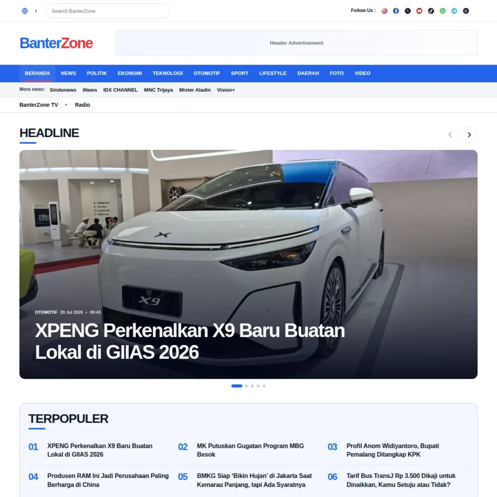 BanterZone - Theme WordPress Berita · Magazine